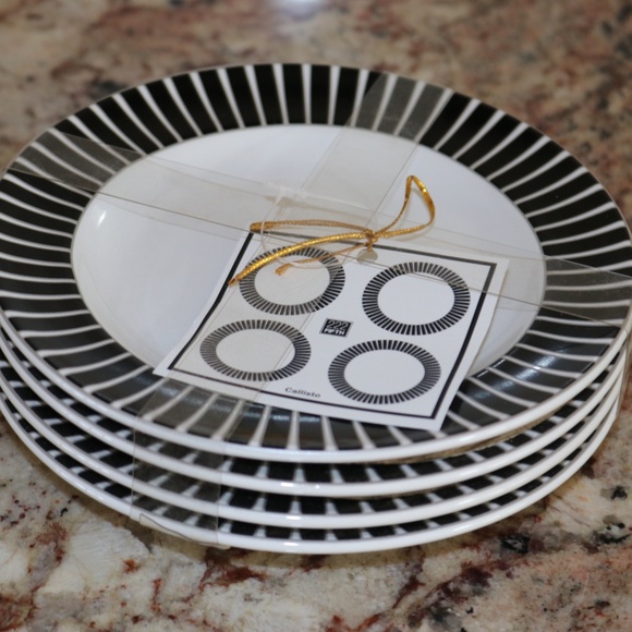 222 Fifth Dining 222 Fifth Callisto Black White Round Appetizer